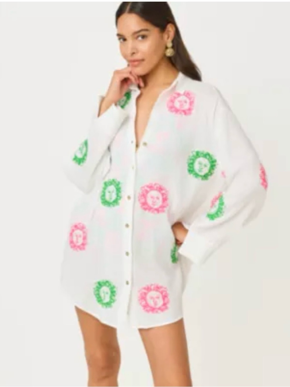 Lilly Pulitzer, NWTs White Button-Front Shirt Dress Kwitney swim cover up sz s